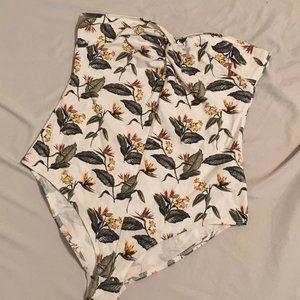 Tropical Bandeau Bodysuit White L - Like New!